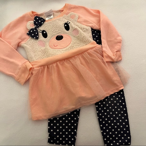2 pc Bear & Polka Dot Set